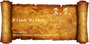 Klenk Vilmos névjegykártya